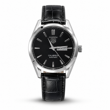Carrera Calibre 5 Black Leather Strap Automatic Watch for Men