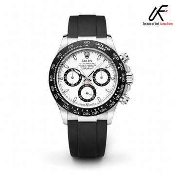 Rolex Daytona Style Black Rubber Strap Chronograph Watch for Men