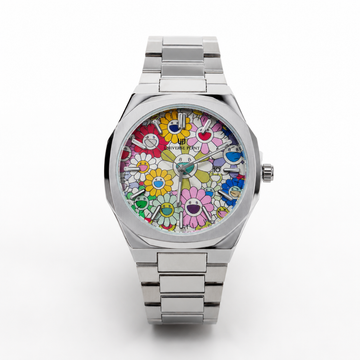 Universe Point Colorful Floral Dial Stainless Steel Watch for Men