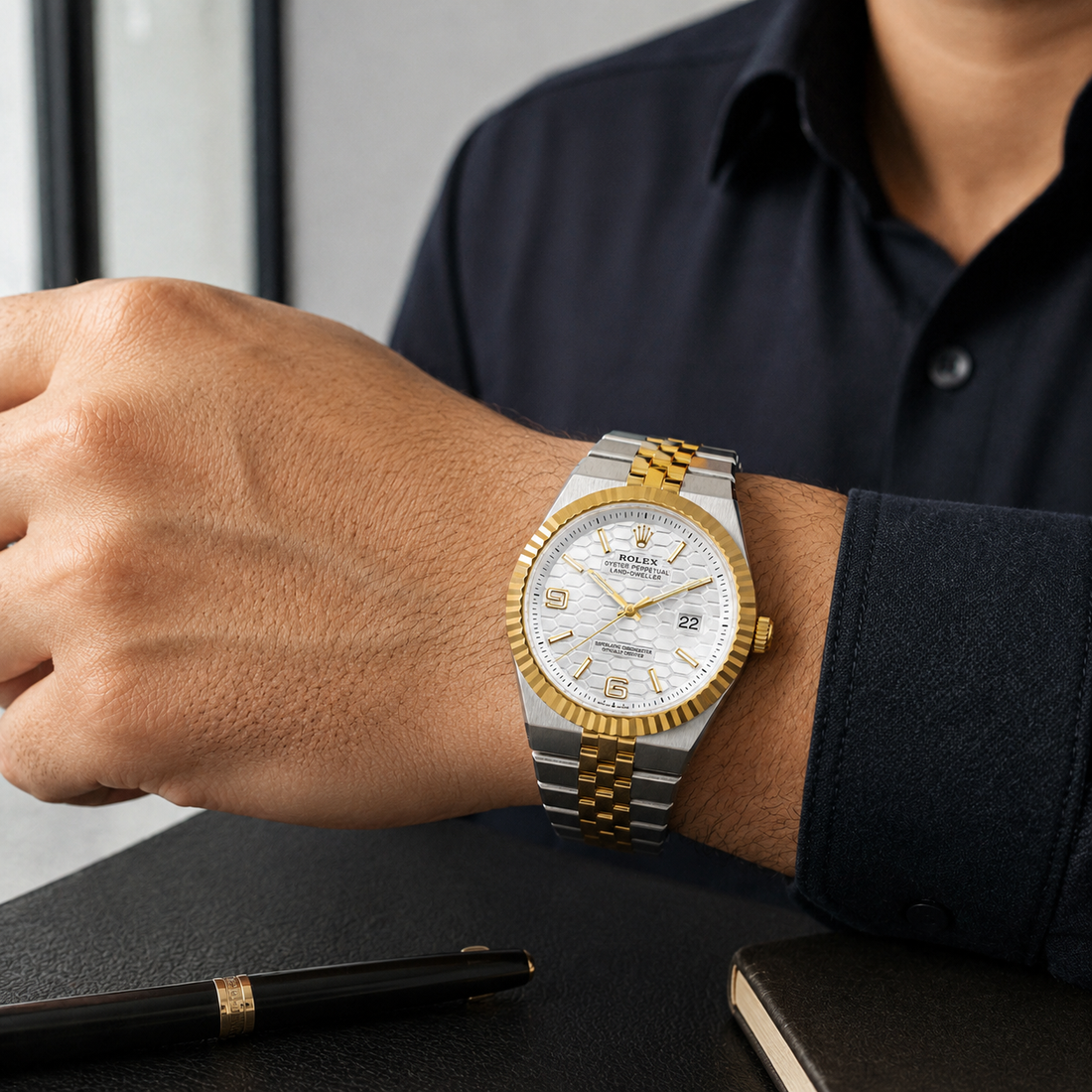 Rolex Land-Dweller Style Two Tone Stainless Steel Watch for Men